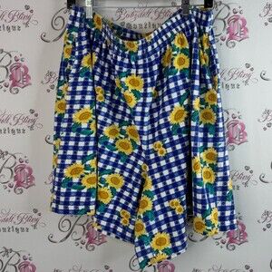 Maxwell Jason shorts vintage gingham plaid sunflower 🌻 Floral Cotton stretchy